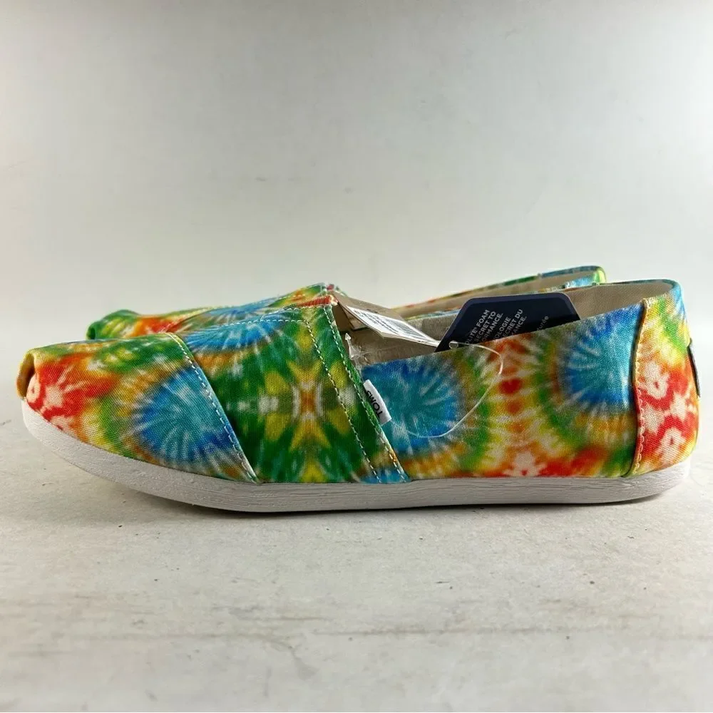 Toms Alpargata Women’s Shoes Fiesta Red Tie‎ Dye Canvas Sneakers Size 8.5